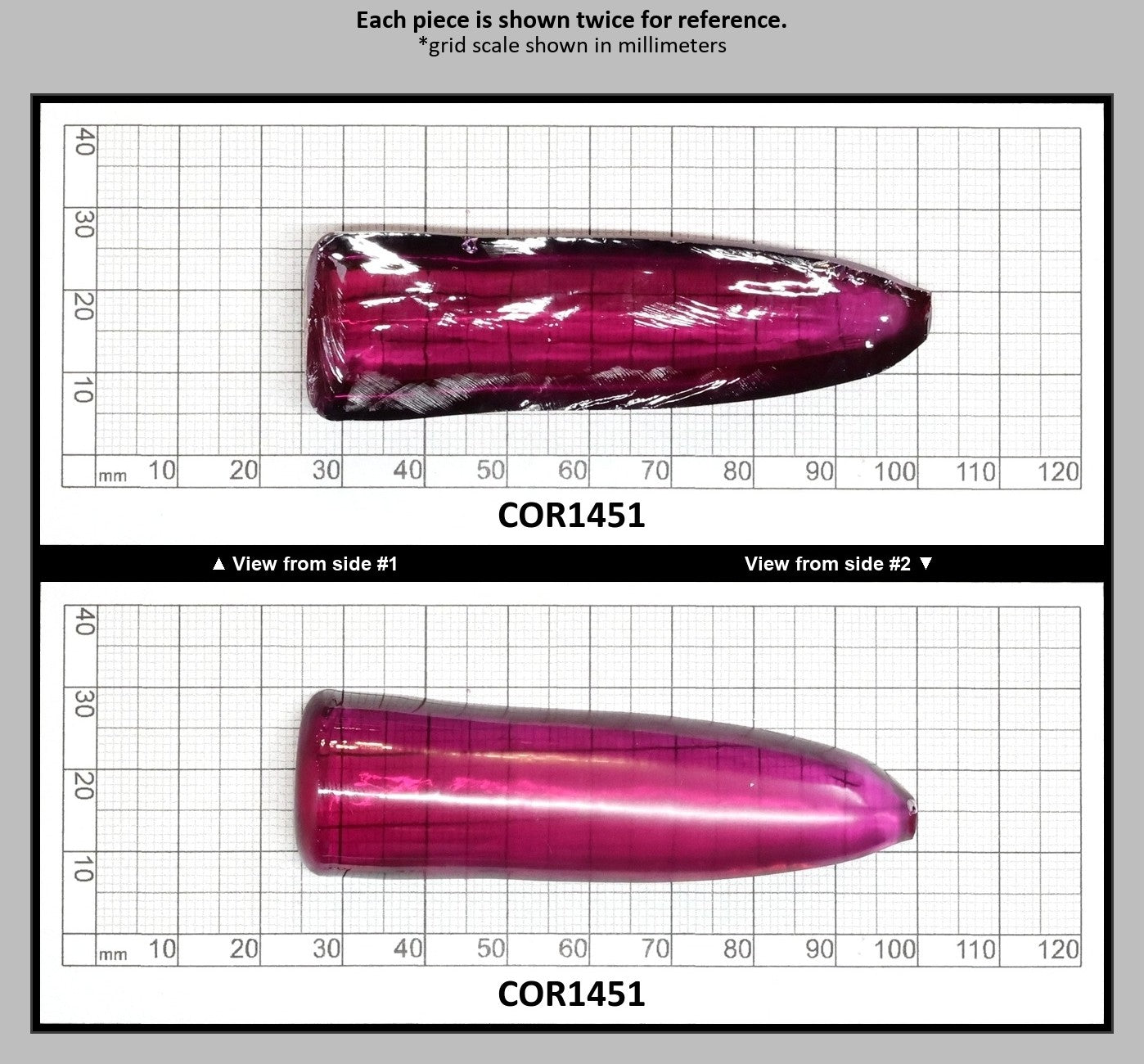 Purple #65 Lab Created Corundum Sapphire Faceting Rough for Gem Cutting - Various Sizes - Split Boule : COR1451