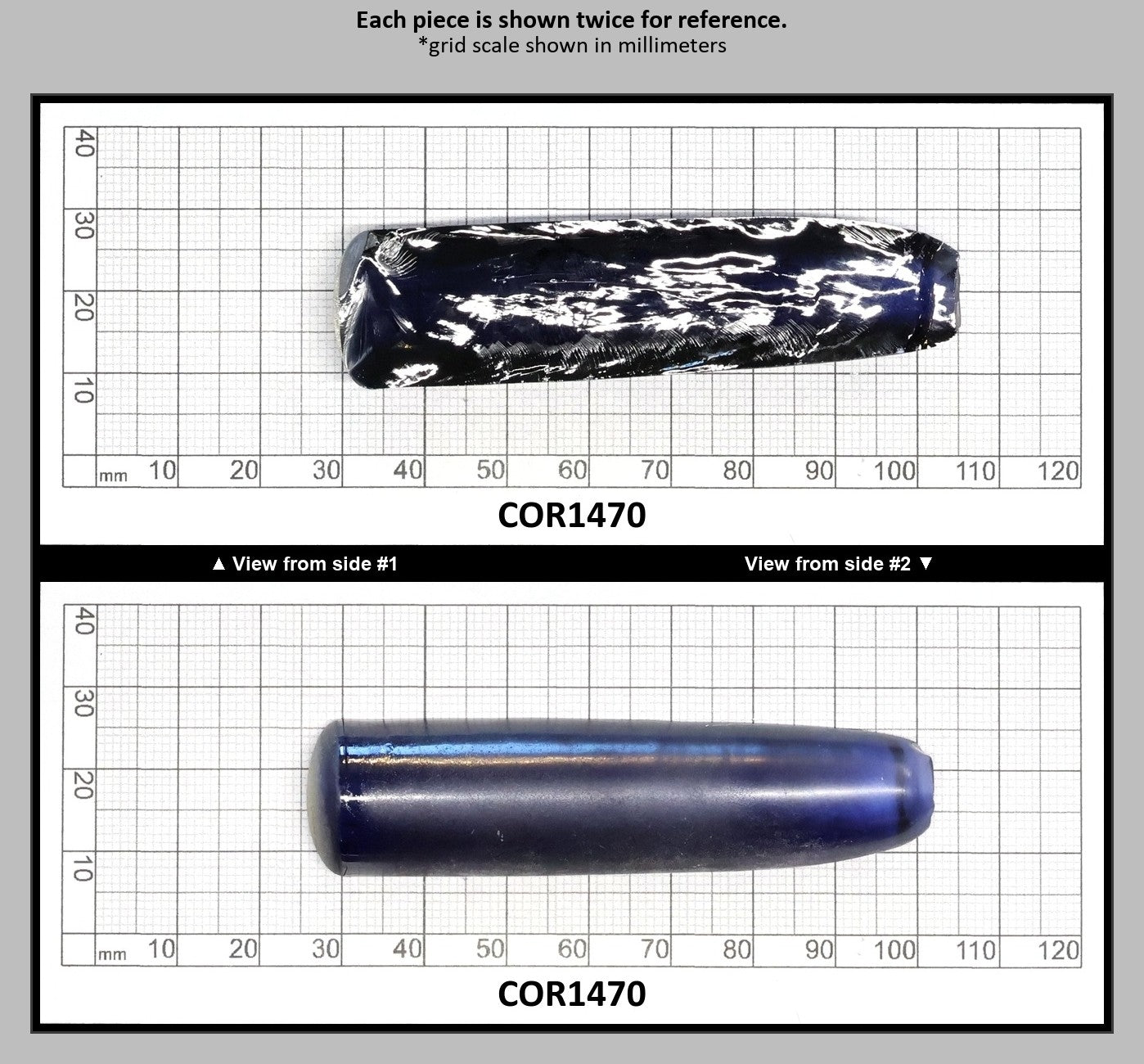 Medium Blue #33 Lab Created Corundum Sapphire Faceting Rough for Gem Cutting - Various Sizes - Split Boule : COR1470