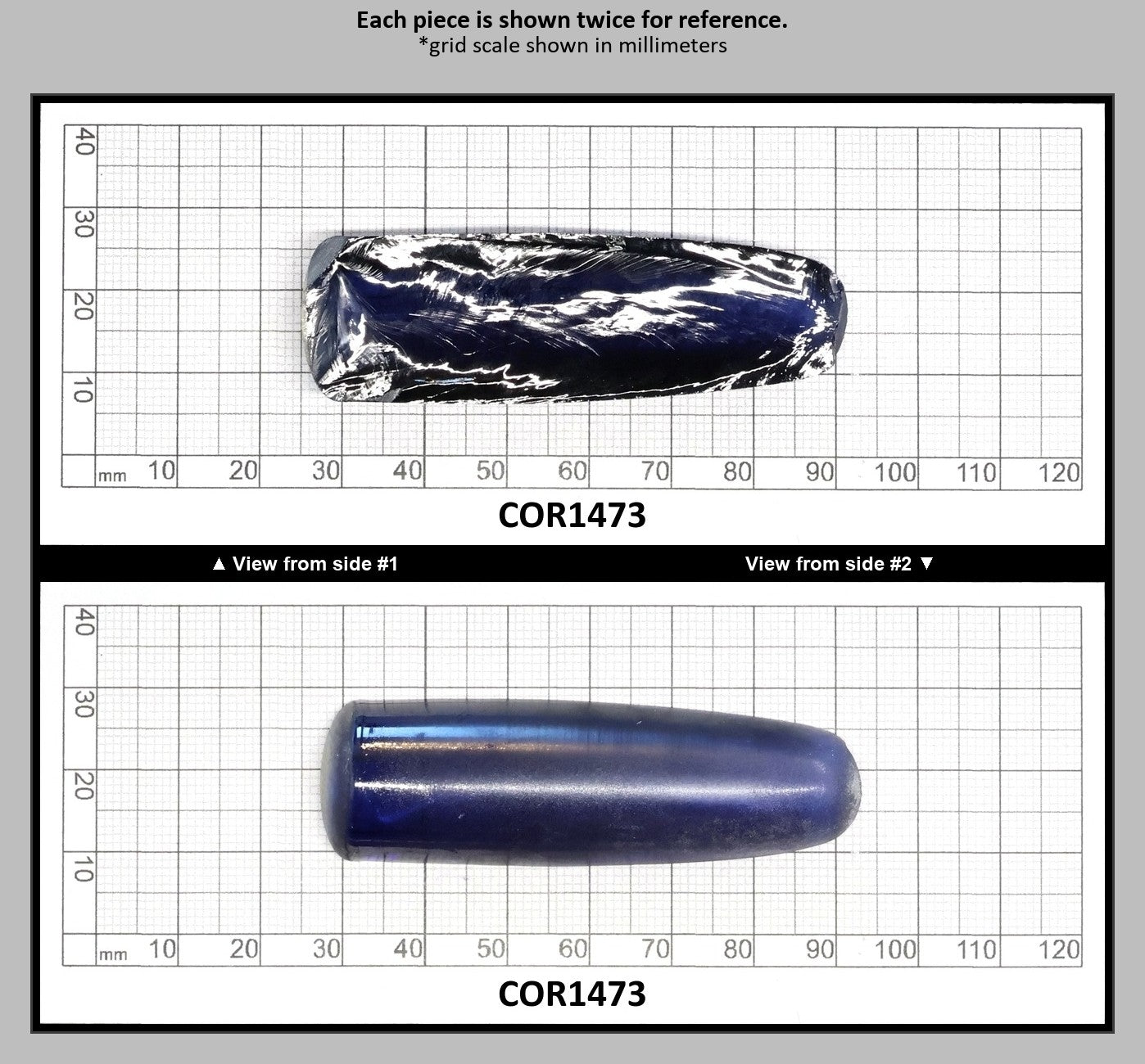 Medium Blue #33 Lab Created Corundum Sapphire Faceting Rough for Gem Cutting - Various Sizes - Split Boule : COR1473