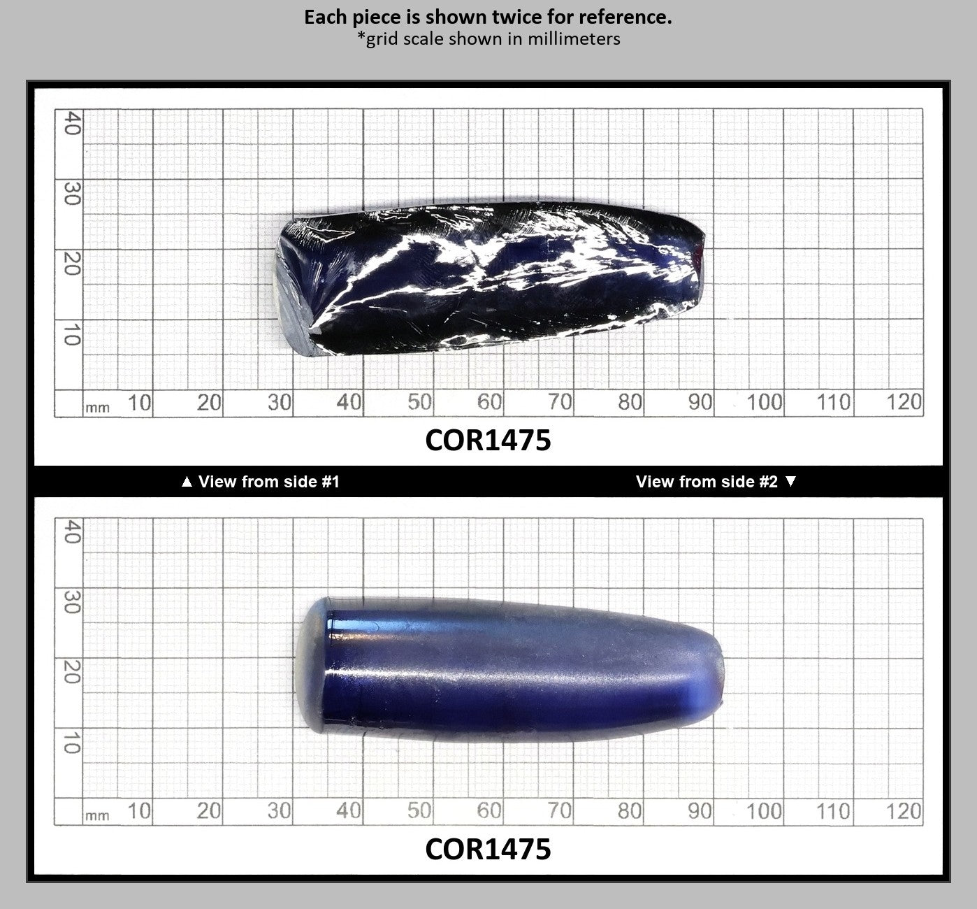 Medium Blue #33 Lab Created Corundum Sapphire Faceting Rough for Gem Cutting - Various Sizes - Split Boule : COR1475