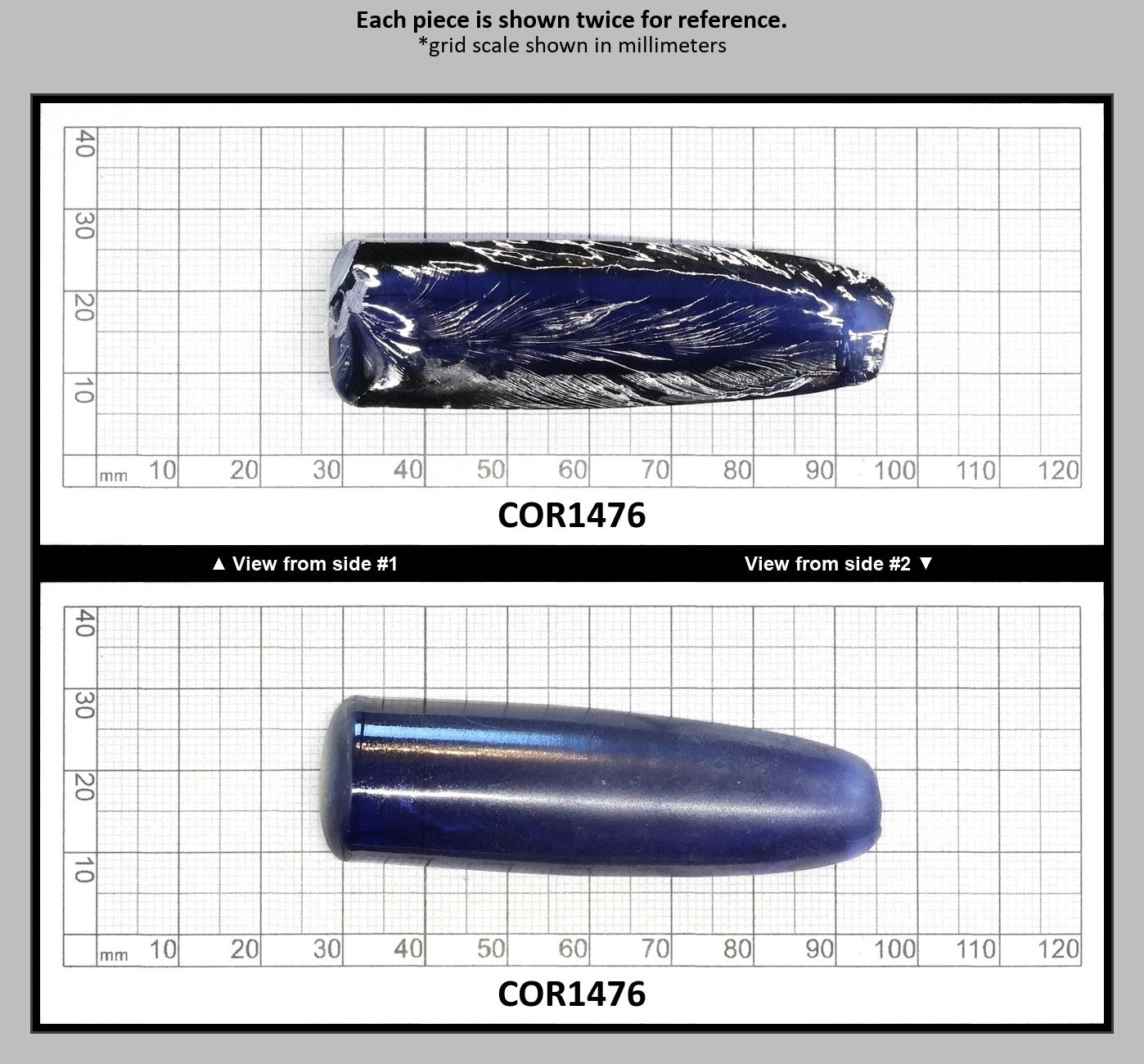 Medium Blue #33 Lab Created Corundum Sapphire Faceting Rough for Gem Cutting - Various Sizes - Split Boule : COR1476