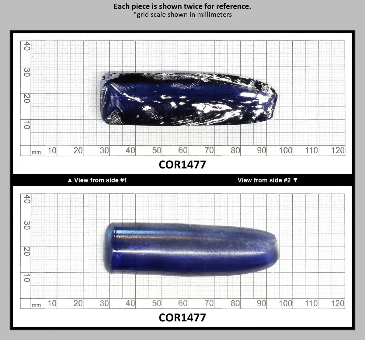 Medium Blue #33 Lab Created Corundum Sapphire Faceting Rough for Gem Cutting - Various Sizes - Split Boule : COR1477