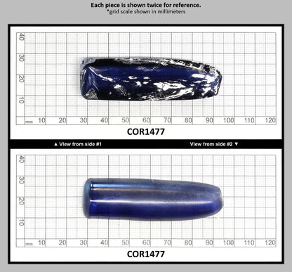 Medium Blue #33 Lab Created Corundum Sapphire Faceting Rough for Gem Cutting - Various Sizes - Split Boule : COR1477