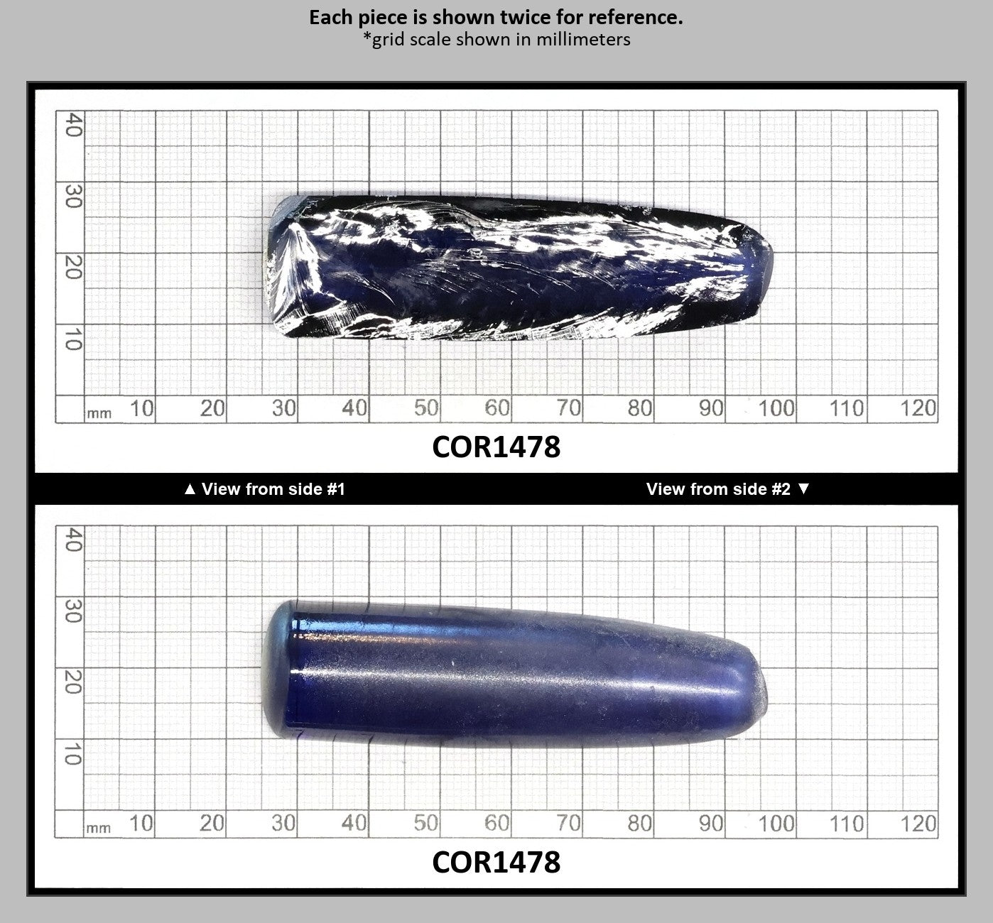Medium Blue #33 Lab Created Corundum Sapphire Faceting Rough for Gem Cutting - Various Sizes - Split Boule : COR1478