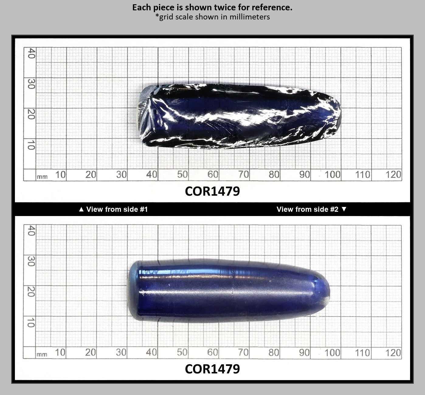 Medium Blue #33 Lab Created Corundum Sapphire Faceting Rough for Gem Cutting - Various Sizes - Split Boule : COR1479