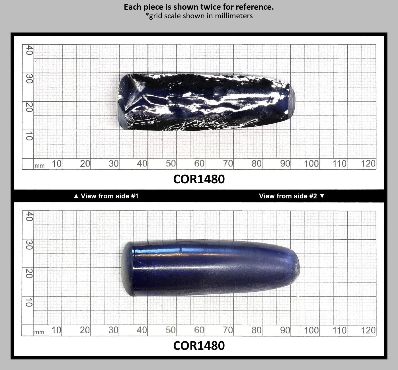 Medium Blue #33 Lab Created Corundum Sapphire Faceting Rough for Gem Cutting - Various Sizes - Split Boule : COR1480