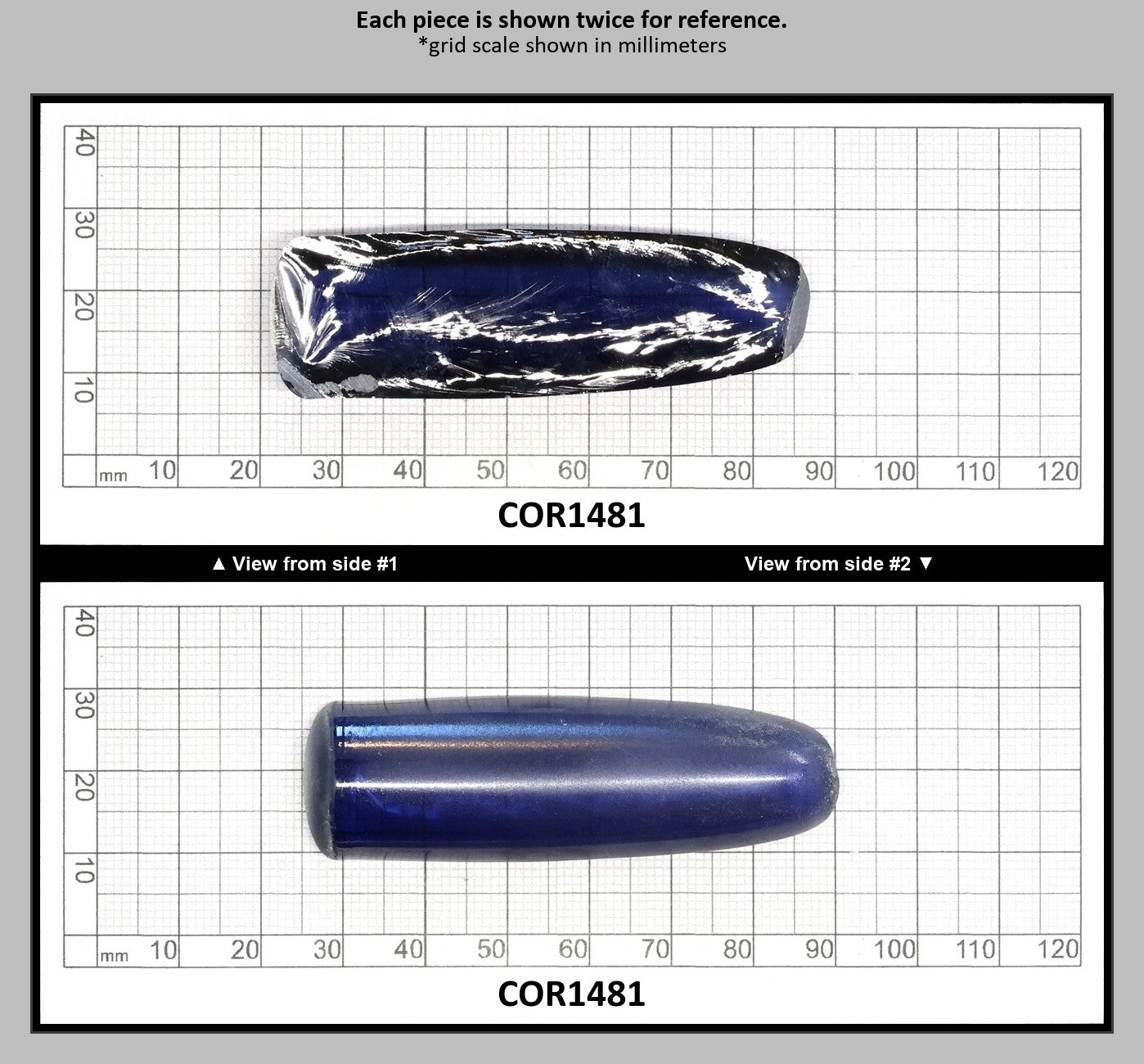 Medium Blue #33 Lab Created Corundum Sapphire Faceting Rough for Gem Cutting - Various Sizes - Split Boule : COR1481