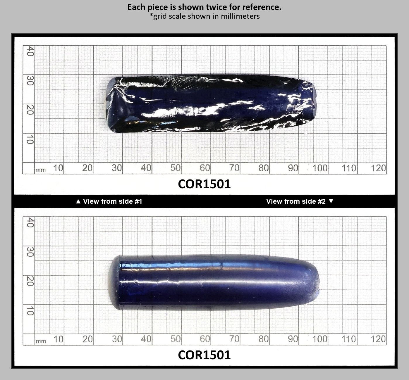 Blue #34 Lab Created Corundum Sapphire Faceting Rough for Gem Cutting - Various Sizes - Split Boule : COR1501