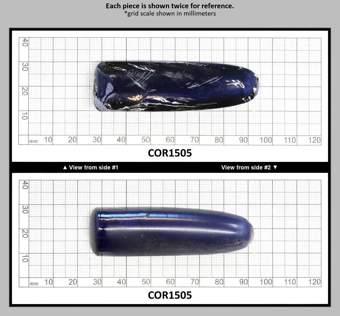 Blue #34 Lab Created Corundum Sapphire Faceting Rough for Gem Cutting - Various Sizes - Split Boule : COR1505