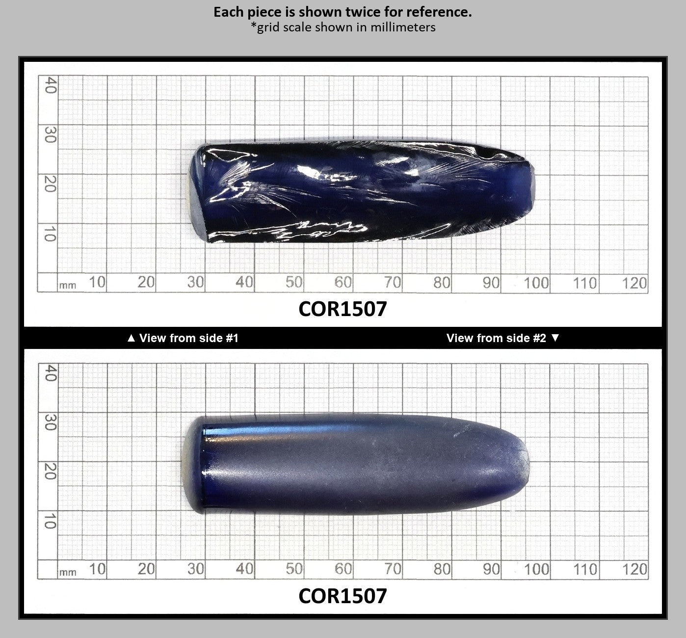 Blue #34 Lab Created Corundum Sapphire Faceting Rough for Gem Cutting - Various Sizes - Split Boule : COR1507
