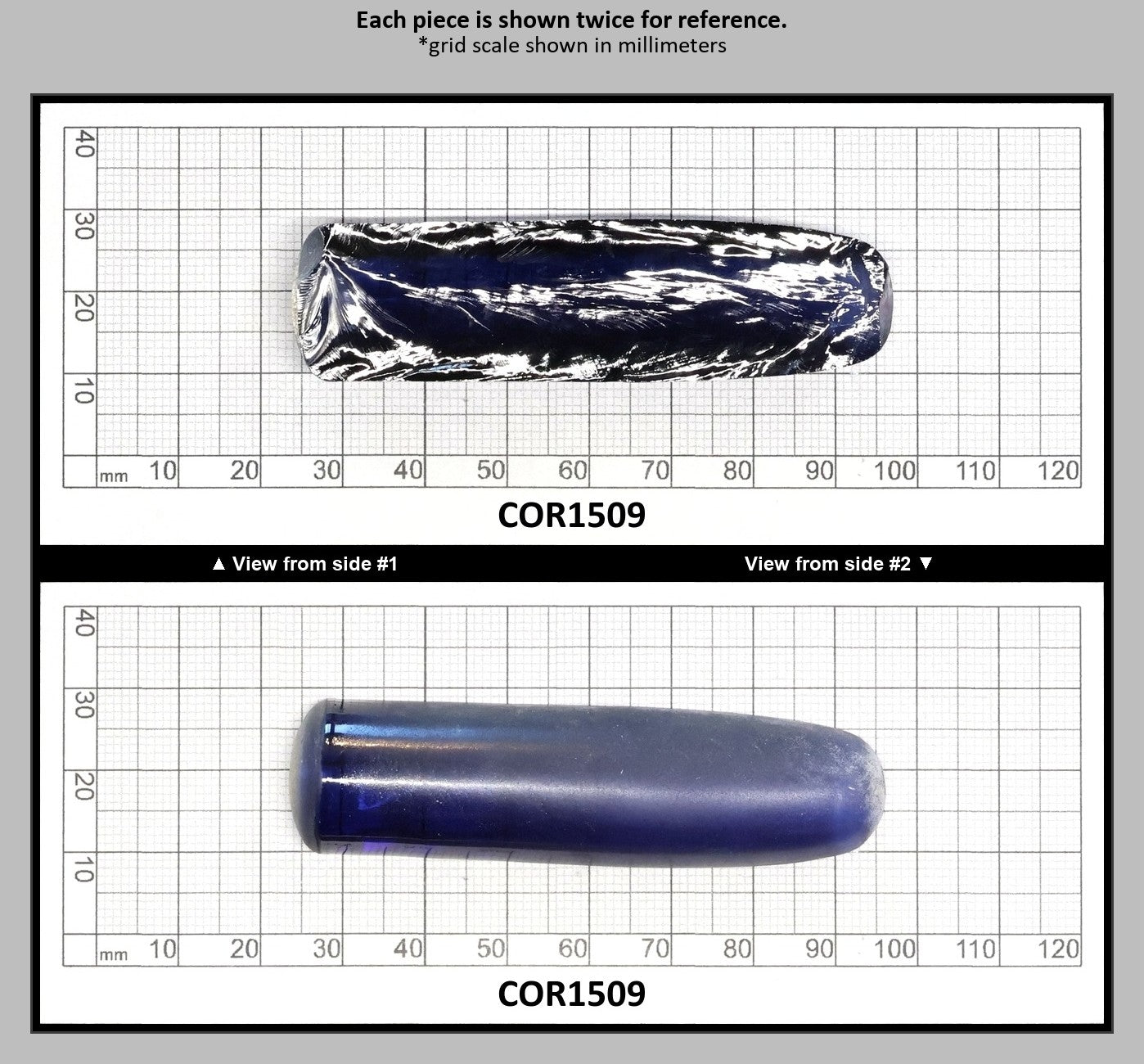 Blue #34 Lab Created Corundum Sapphire Faceting Rough for Gem Cutting - Various Sizes - Split Boule : COR1509