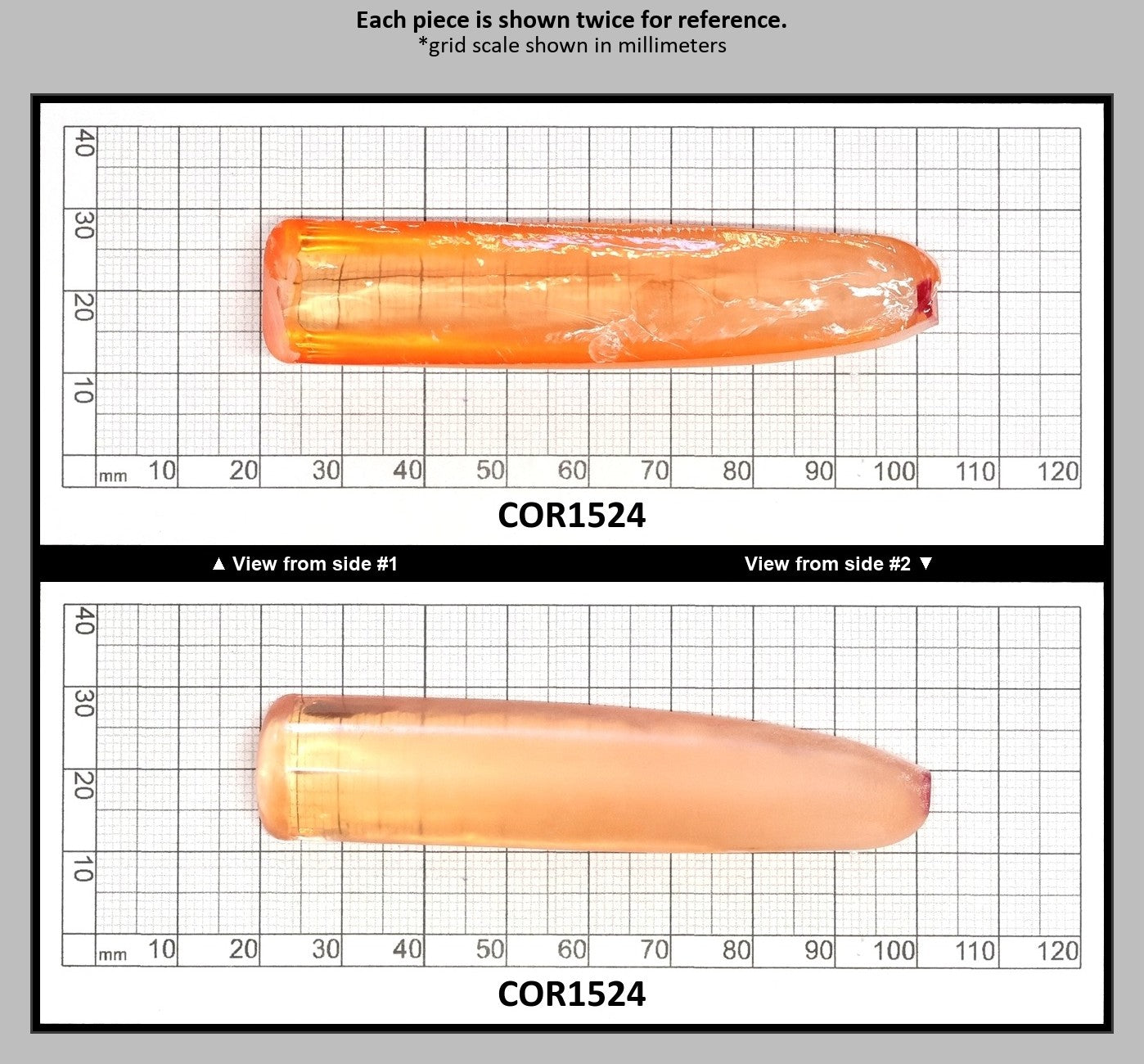 Sunrise #16 Lab Created Corundum Sapphire Faceting Rough for Gem Cutting - Various Sizes - Split Boule : COR1524