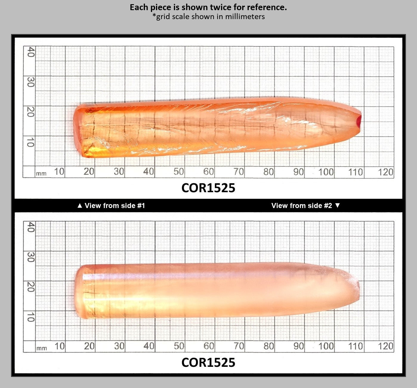 Sunrise #16 Lab Created Corundum Sapphire Faceting Rough for Gem Cutting - Various Sizes - Split Boule : COR1525