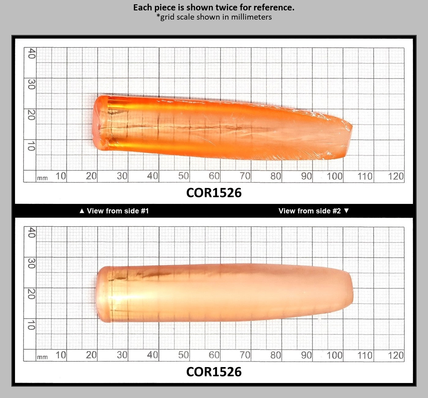Sunrise #16 Lab Created Corundum Sapphire Faceting Rough for Gem Cutting - Various Sizes - Split Boule : COR1526