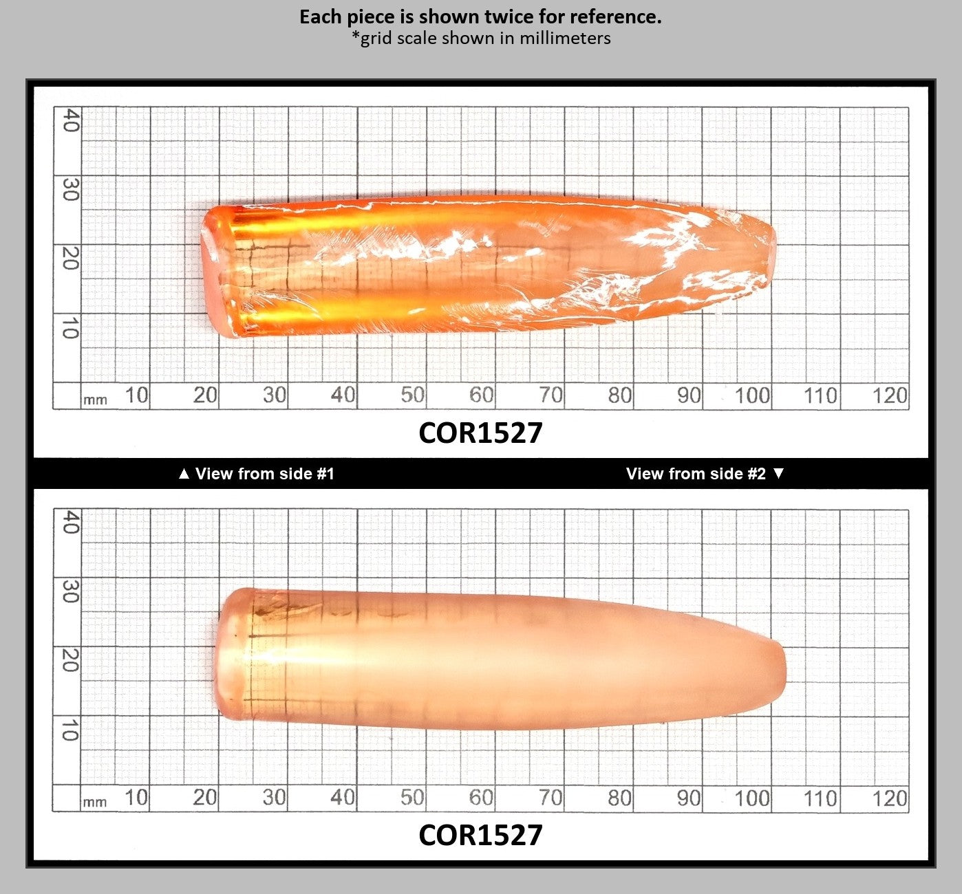 Sunrise #16 Lab Created Corundum Sapphire Faceting Rough for Gem Cutting - Various Sizes - Split Boule : COR1527