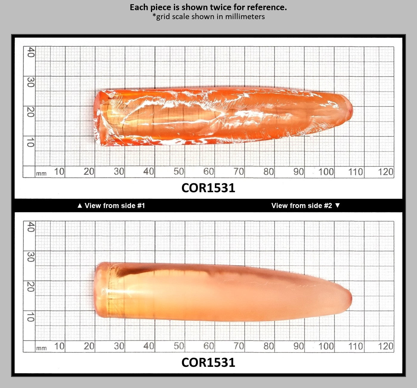 Sunrise #16 Lab Created Corundum Sapphire Faceting Rough for Gem Cutting - Various Sizes - Split Boule : COR1531