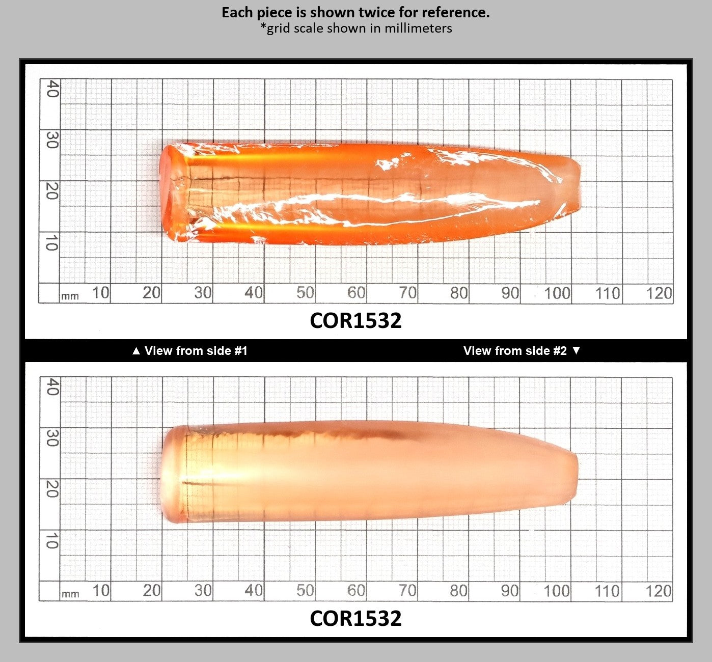 Sunrise #16 Lab Created Corundum Sapphire Faceting Rough for Gem Cutting - Various Sizes - Split Boule : COR1532