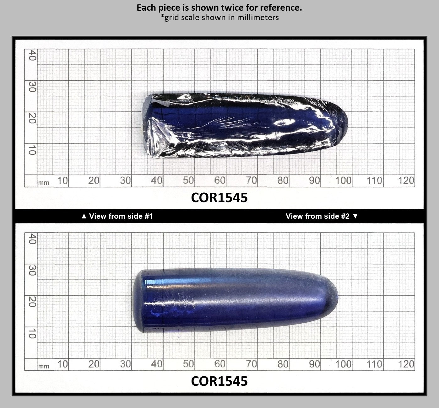Montana Blue #31 Lab Created Corundum Sapphire Faceting Rough for Gem Cutting - Various Sizes - Split Boule : COR1545