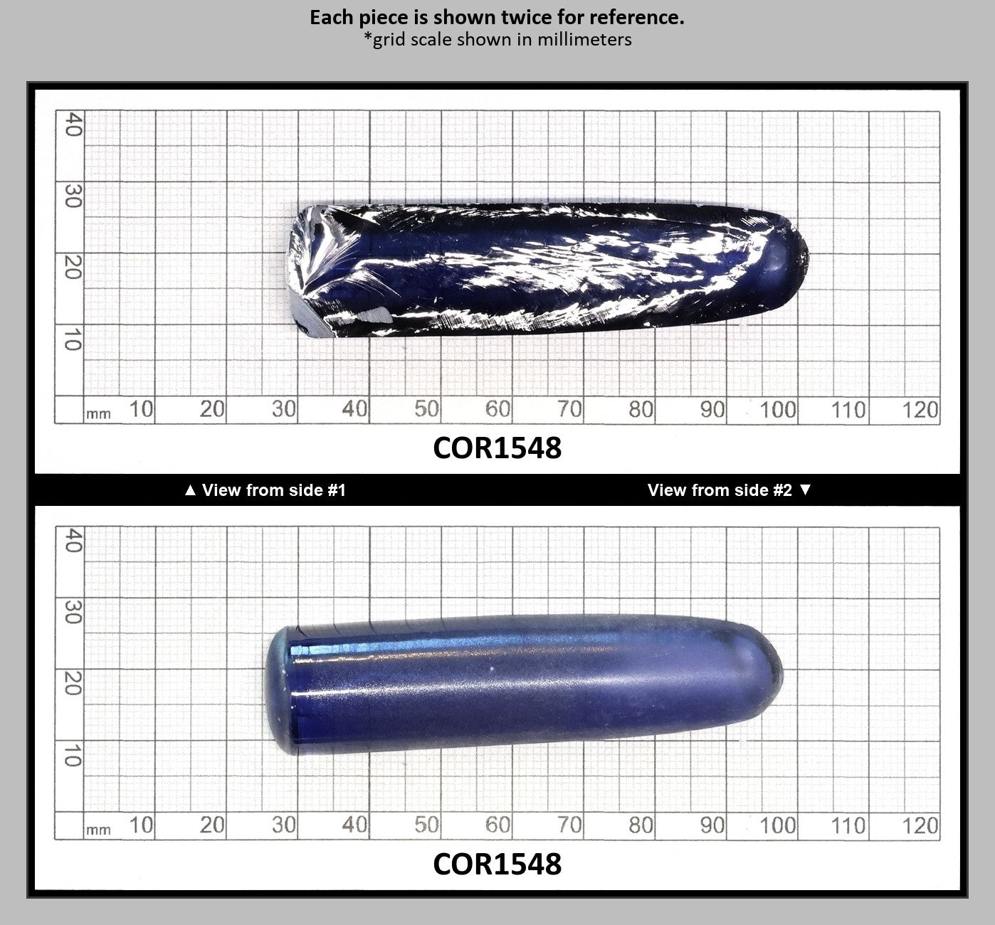 Montana Blue #31 Lab Created Corundum Sapphire Faceting Rough for Gem Cutting - Various Sizes - Split Boule : COR1548