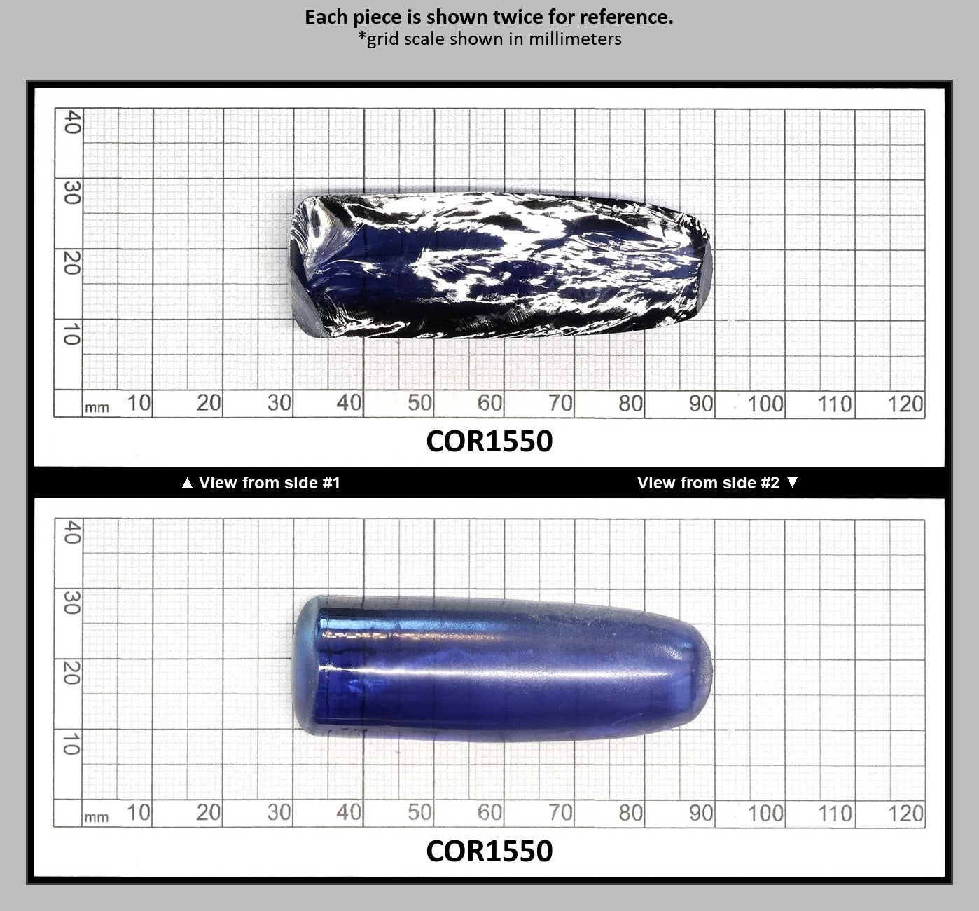 Montana Blue #31 Lab Created Corundum Sapphire Faceting Rough for Gem Cutting - Various Sizes - Split Boule : COR1550