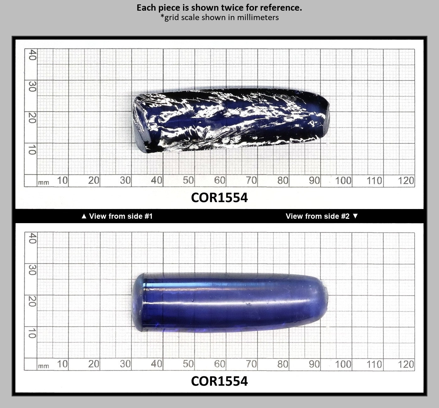 Montana Blue #31 Lab Created Corundum Sapphire Faceting Rough for Gem Cutting - Various Sizes - Split Boule : COR1554