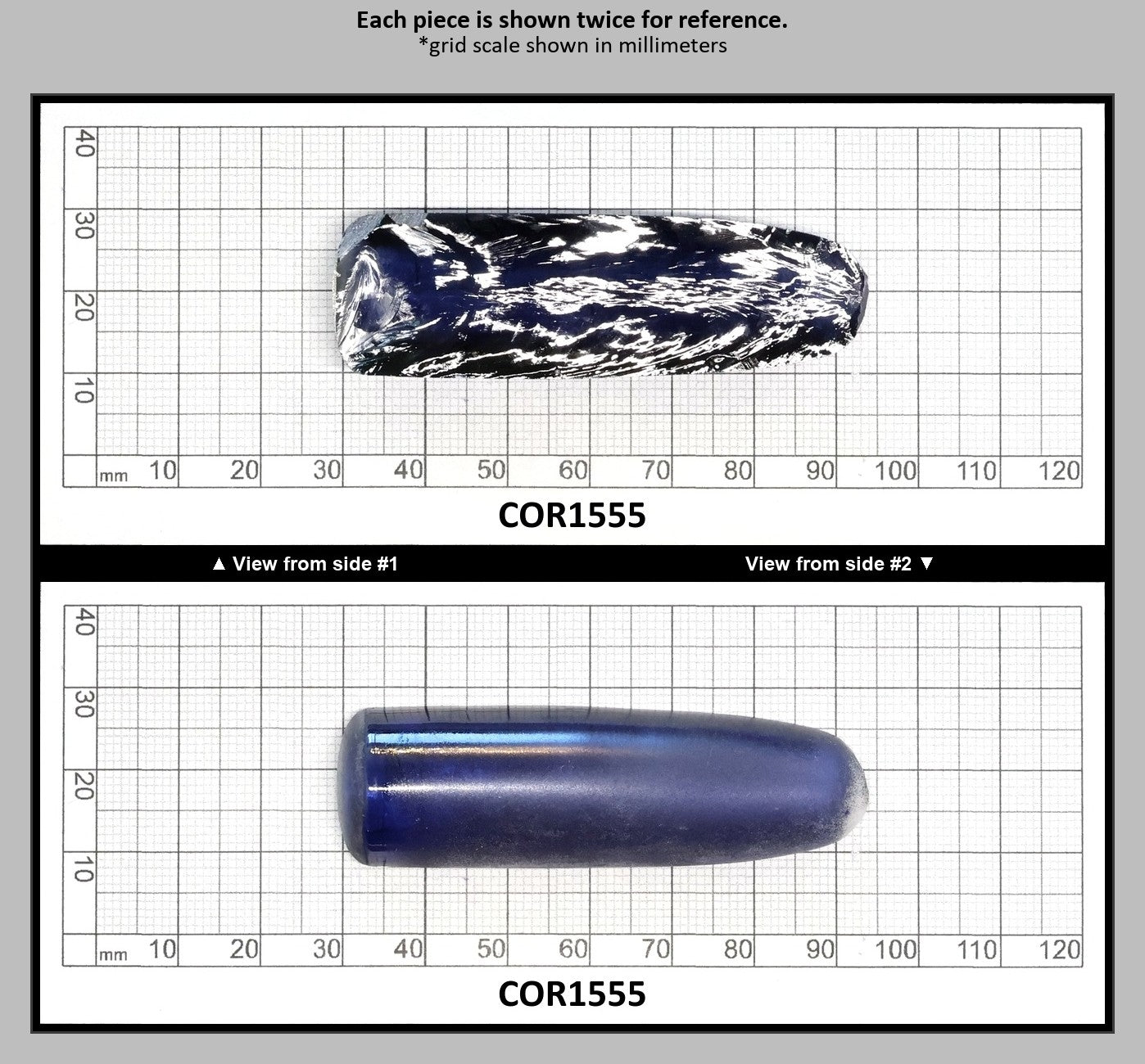 Montana Blue #31 Lab Created Corundum Sapphire Faceting Rough for Gem Cutting - Various Sizes - Split Boule : COR1555