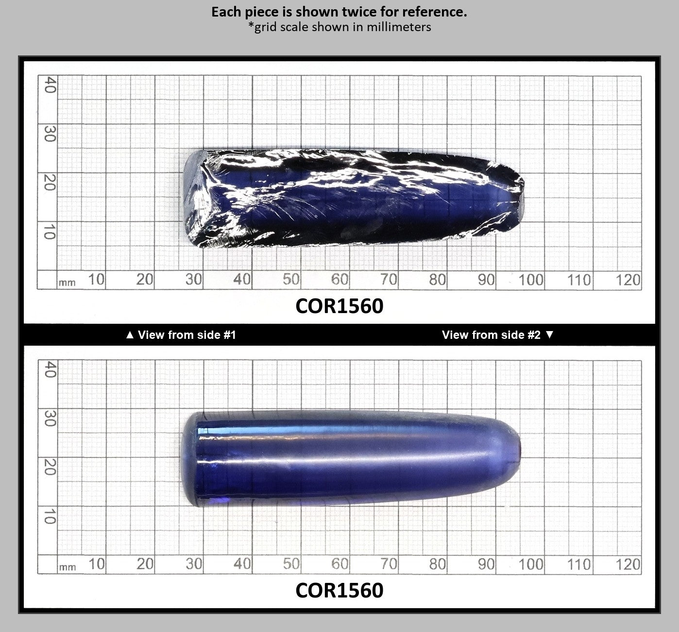 Montana Blue #31 Lab Created Corundum Sapphire Faceting Rough for Gem Cutting - Various Sizes - Split Boule : COR1560