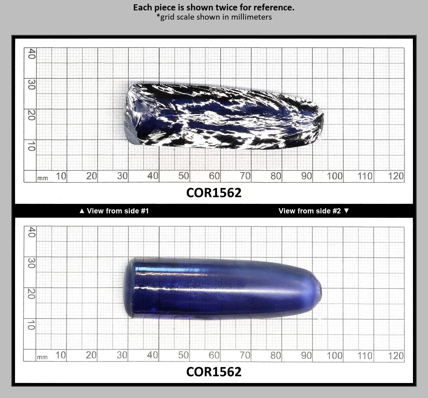Montana Blue #31 Lab Created Corundum Sapphire Faceting Rough for Gem Cutting - Various Sizes - Split Boule : COR1562