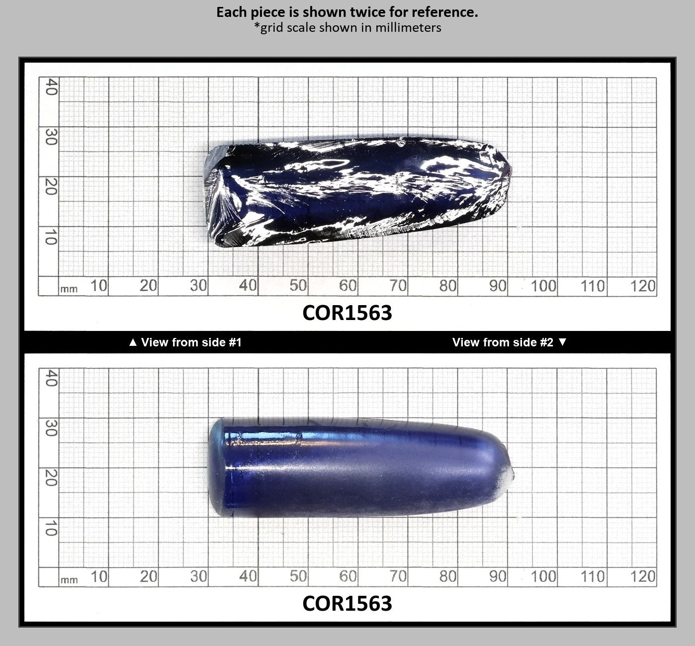 Montana Blue #31 Lab Created Corundum Sapphire Faceting Rough for Gem Cutting - Various Sizes - Split Boule : COR1563