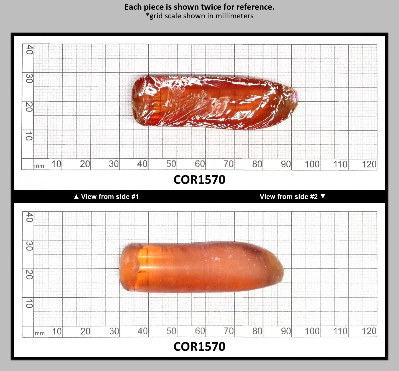 Orange #22 Lab Created Corundum Faceting Rough for Gem Cutting - Various Sizes - Split Boule : COR1570