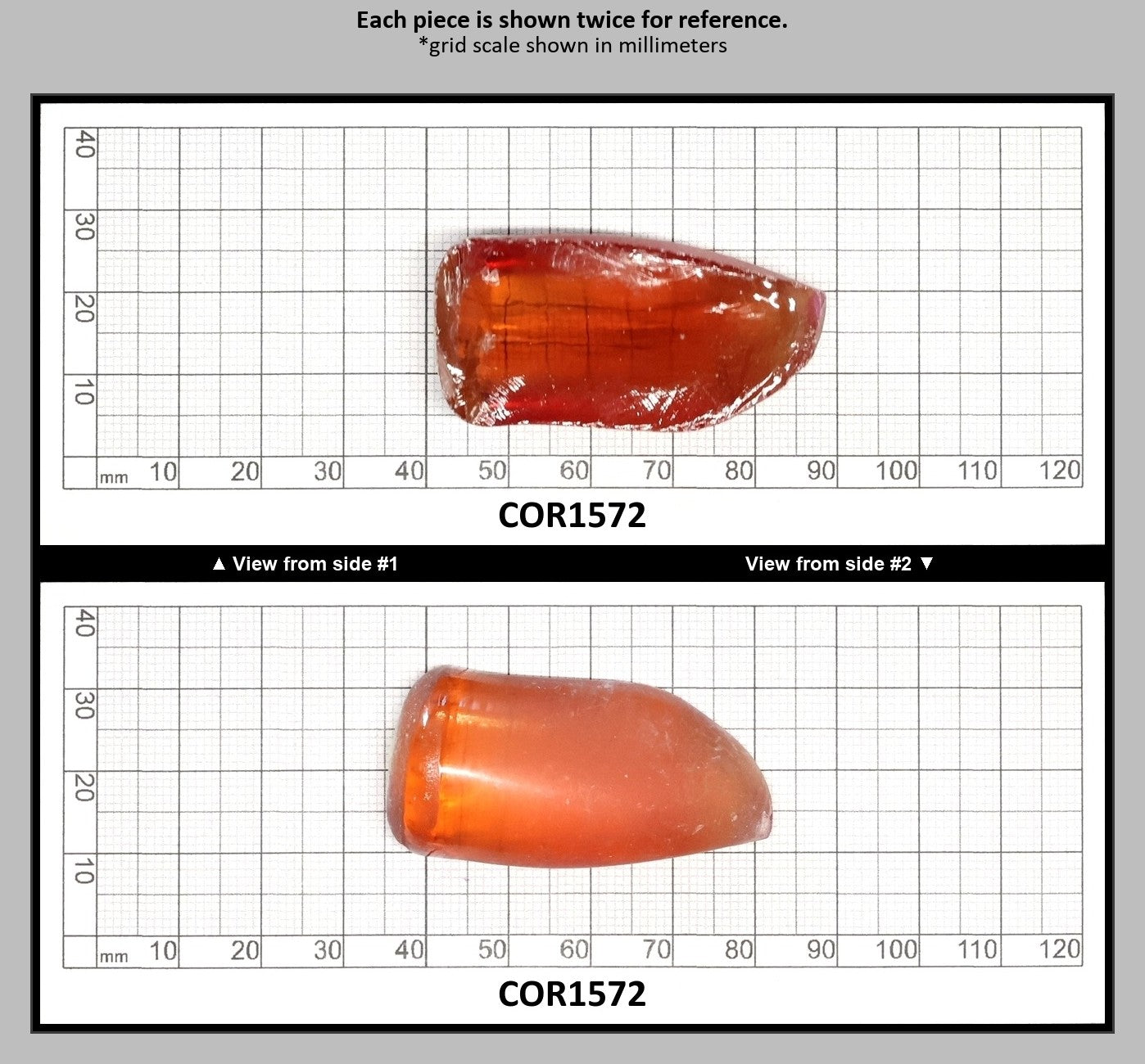 Orange #22 Lab Created Corundum Faceting Rough for Gem Cutting - Various Sizes - Split Boule : COR1572
