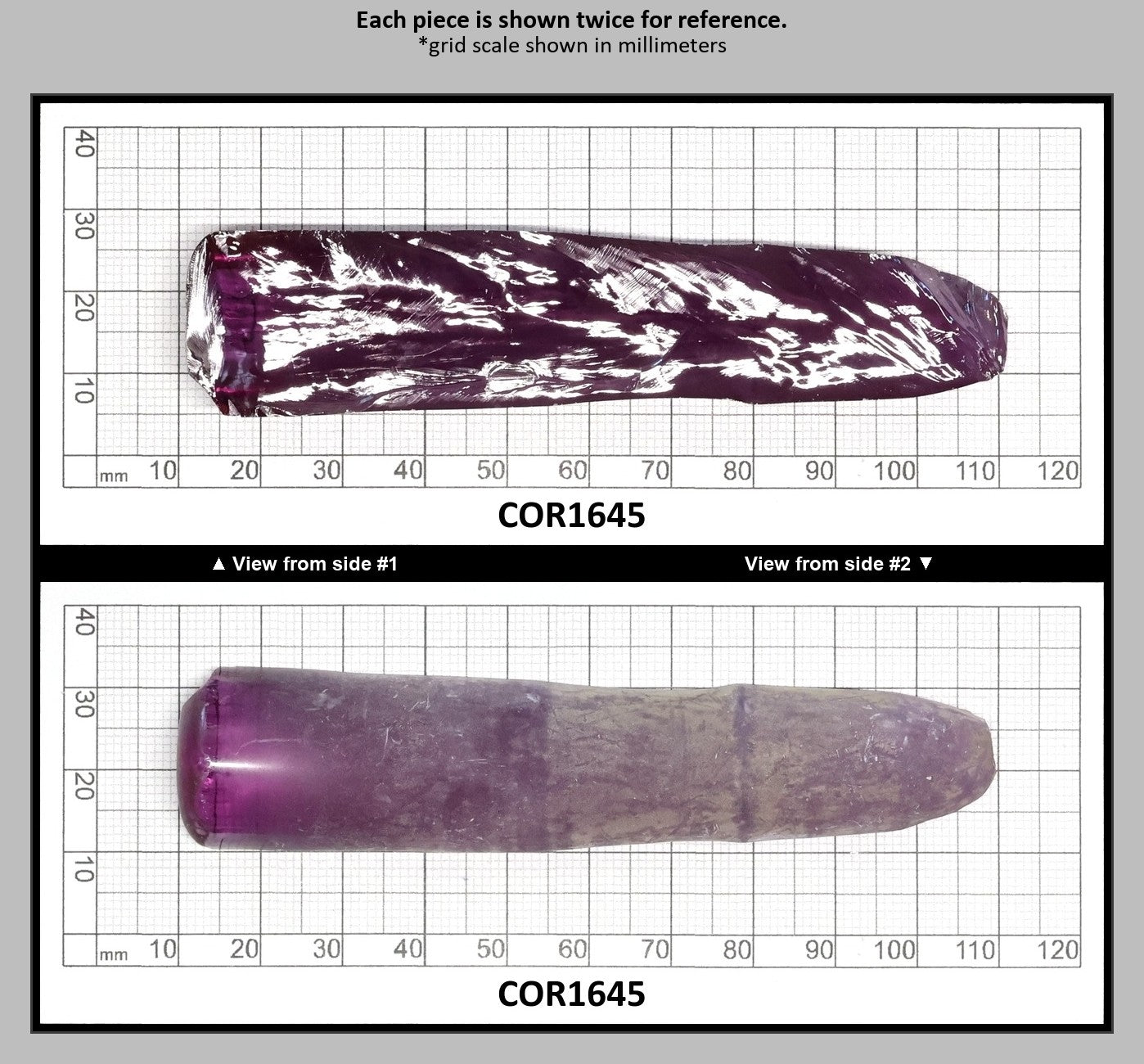 Alexandrite #46 Colored Lab Created Corundum Sapphire Faceting Rough for Gem Cutting - Various Sizes - Split Boule : COR1645