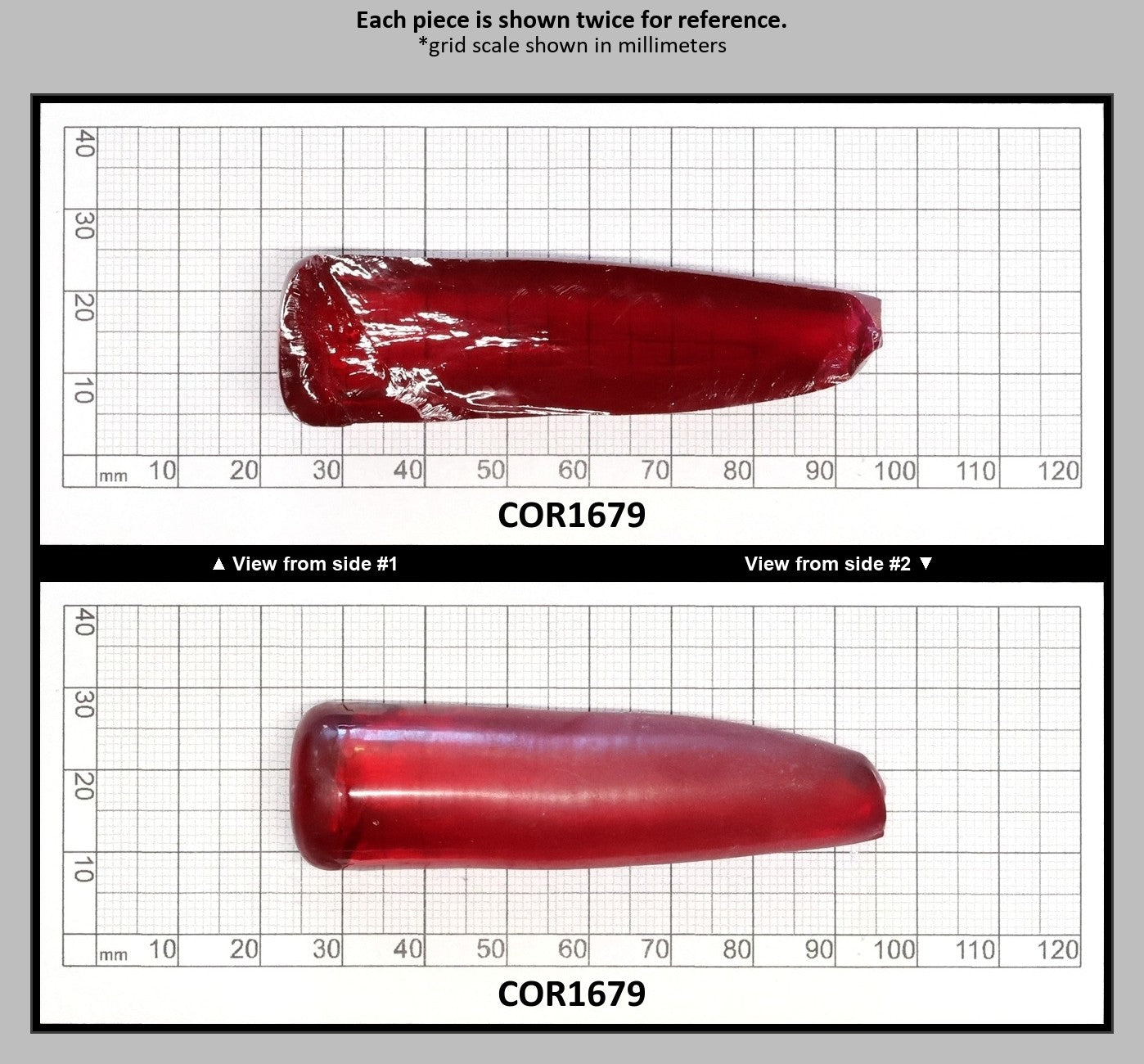 Padparadscha Red #59 Lab Created Corundum Sapphire Faceting Rough for Gem Cutting - Various Sizes - Split Boule : COR1679