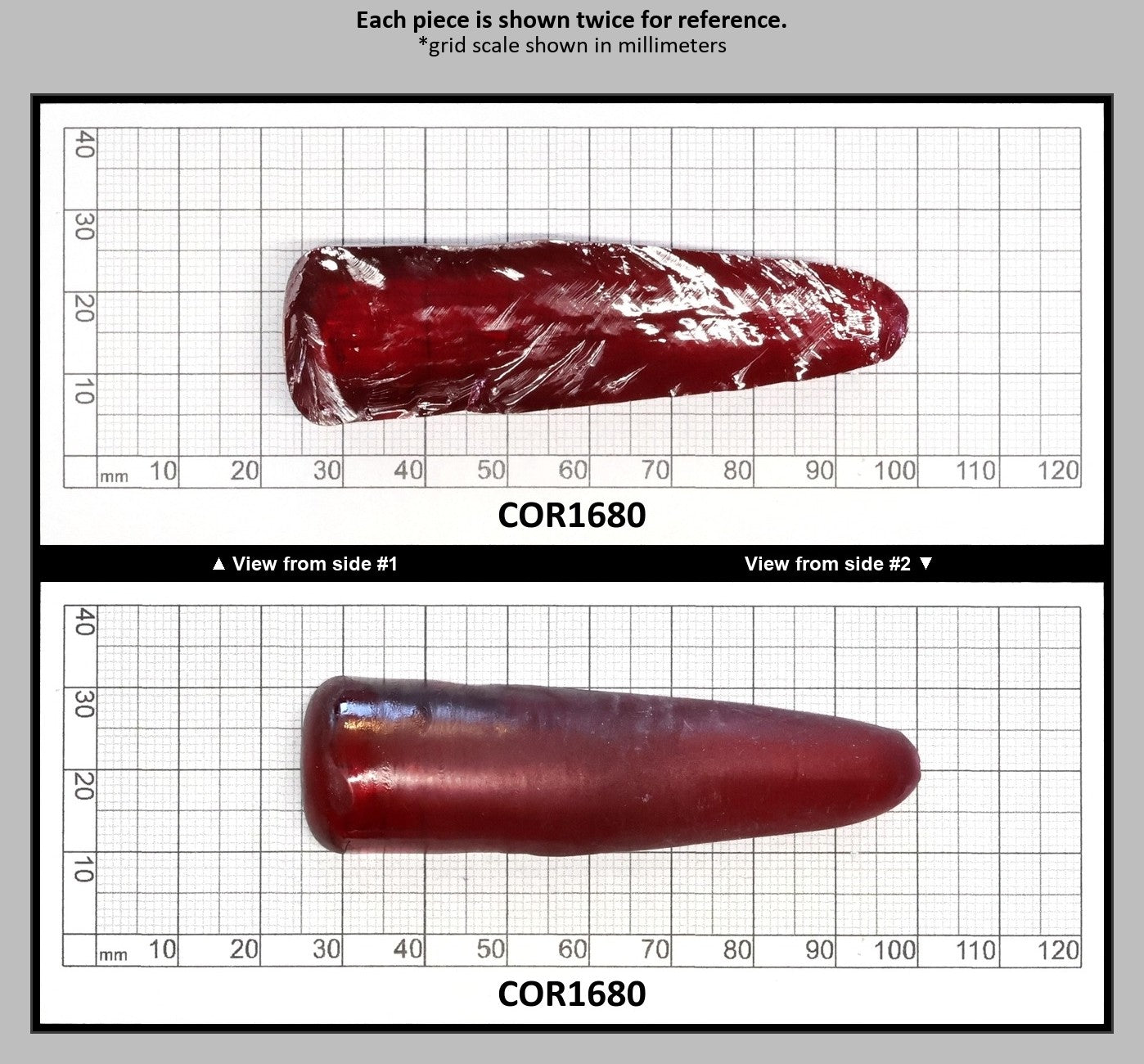 Padparadscha Red #59 Lab Created Corundum Sapphire Faceting Rough for Gem Cutting - Various Sizes - Split Boule : COR1680
