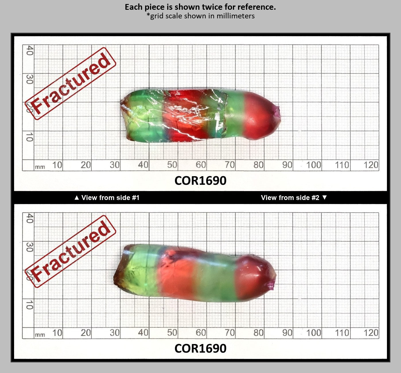 Padparadscha/Green Bi-Color Lab Created Corundum Sapphire Faceting Rough for Gem Cutting - Various Sizes - Split Boule : COR1690