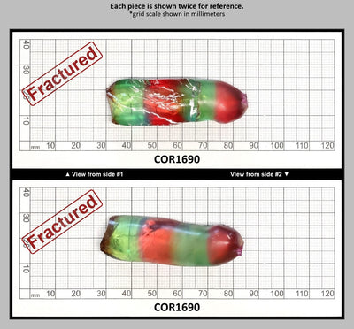 Padparadscha/Green Bi-Color Lab Created Corundum Sapphire Faceting Rough for Gem Cutting - Various Sizes - Split Boule : COR1690