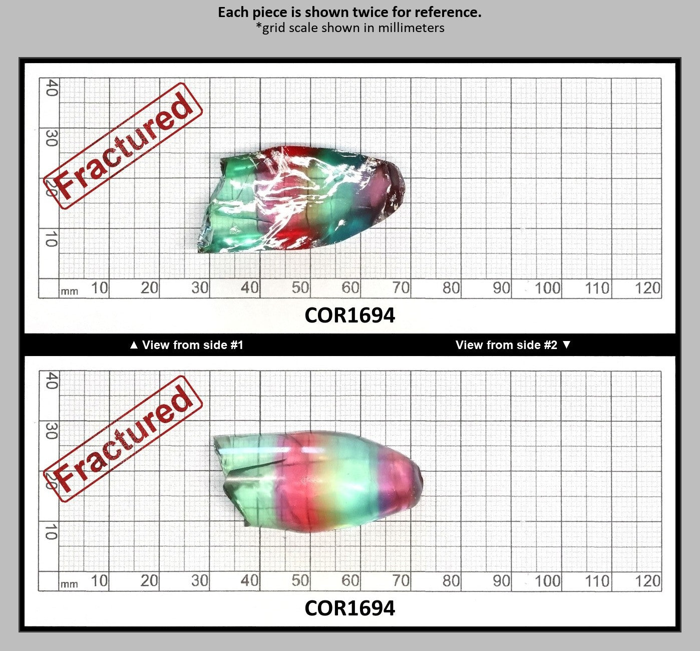 Padparadscha/Green Bi-Color Lab Created Corundum Sapphire Faceting Rough for Gem Cutting - Various Sizes - Split Boule : COR1694