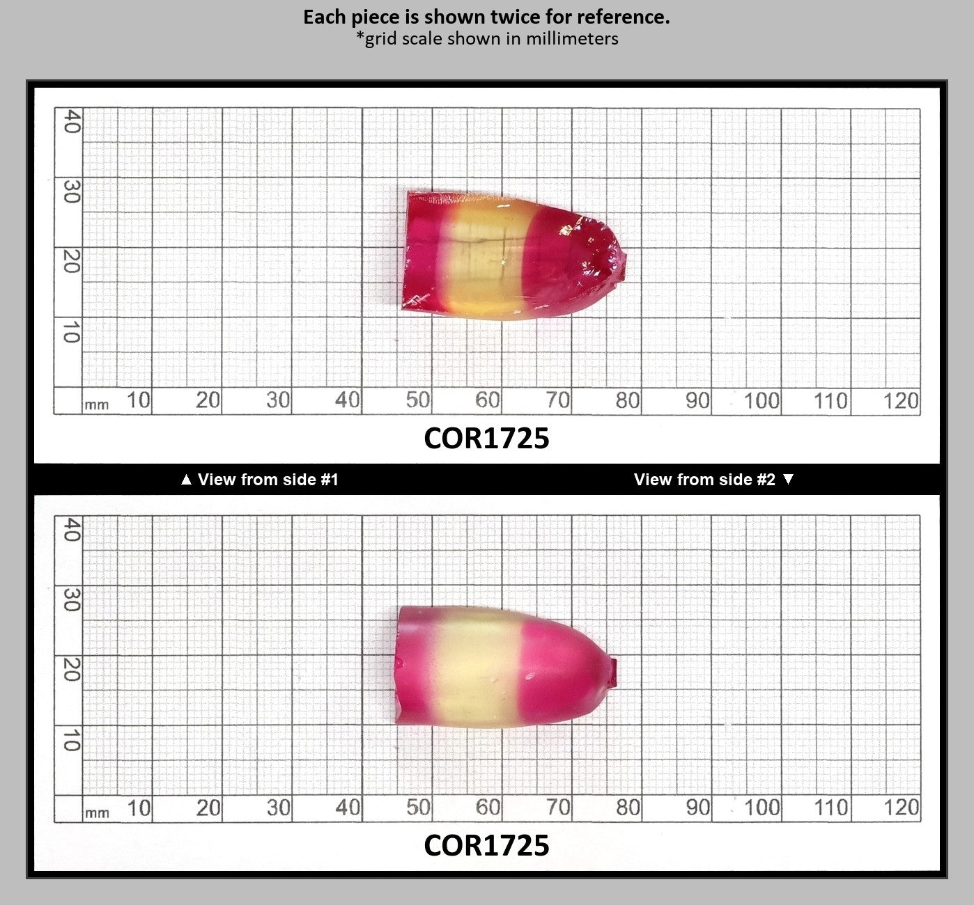 Yellow/Pink Bi-Color Lab Created Corundum Sapphire Faceting Rough for Gem Cutting - Various Sizes - Split Boule : COR1725