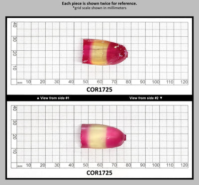 Yellow/Pink Bi-Color Lab Created Corundum Sapphire Faceting Rough for Gem Cutting - Various Sizes - Split Boule : COR1725