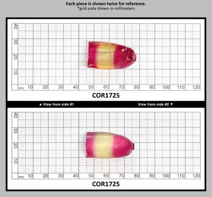Yellow/Pink Bi-Color Lab Created Corundum Sapphire Faceting Rough for Gem Cutting - Various Sizes - Split Boule : COR1725