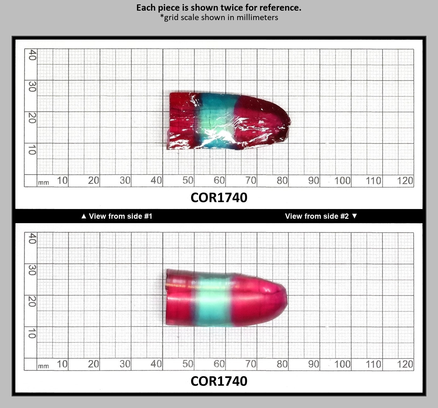 Pink/Paraiba Bi-Color Lab Created Corundum Sapphire Faceting Rough for Gem Cutting - Various Sizes - Split Boule : COR1740