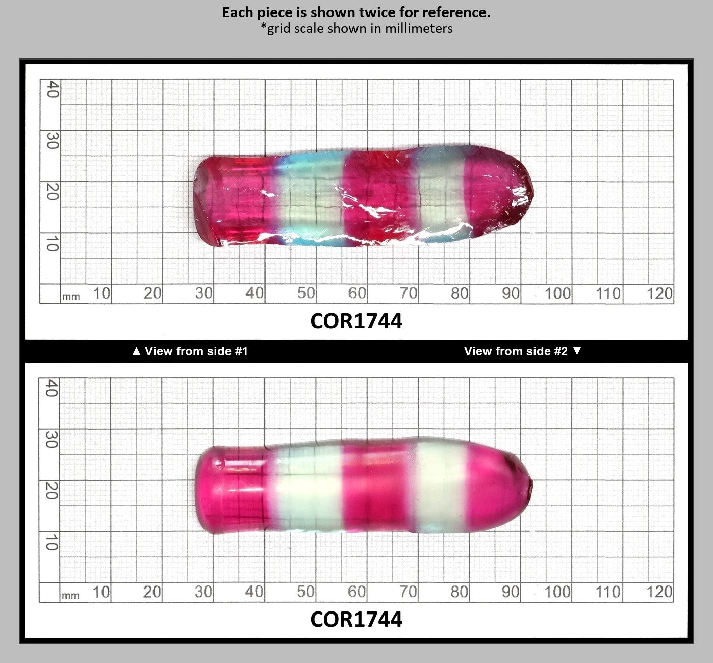 Pink/Paraiba Bi-Color Lab Created Corundum Sapphire Faceting Rough for Gem Cutting - Various Sizes - Split Boule : COR1744