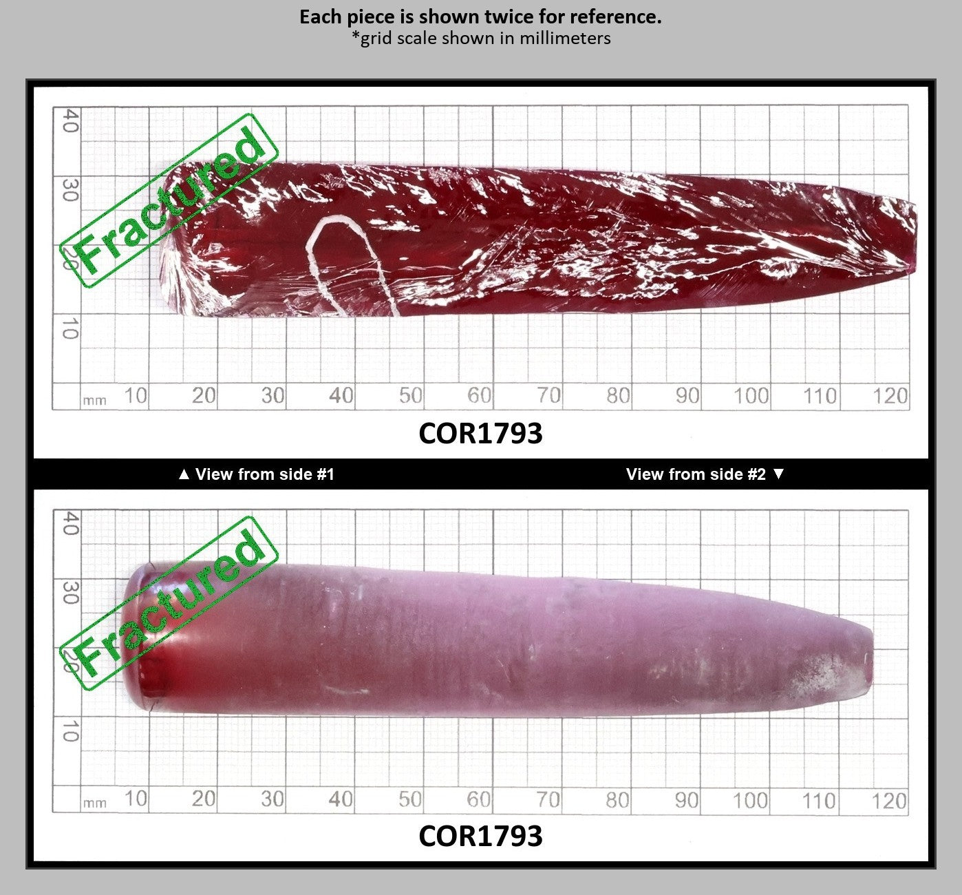 Ruby Red #5 Lab Created Corundum Sapphire Faceting Rough for Gem Cutting - Various Sizes - Split Boule : COR1793