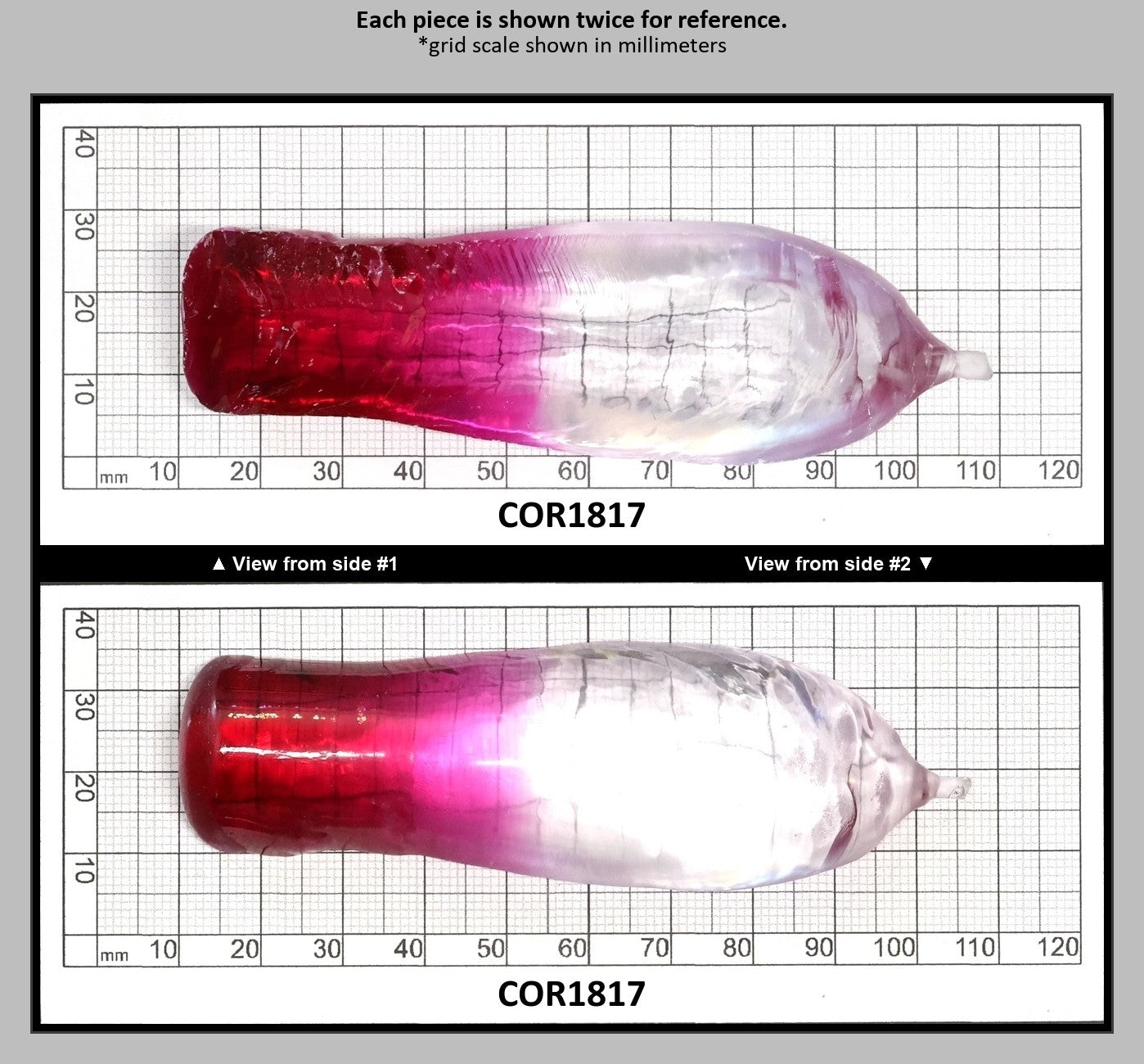White/Pink Bi-Color Lab Created Corundum Sapphire Faceting Rough for Gem Cutting - Various Sizes  : COR1817