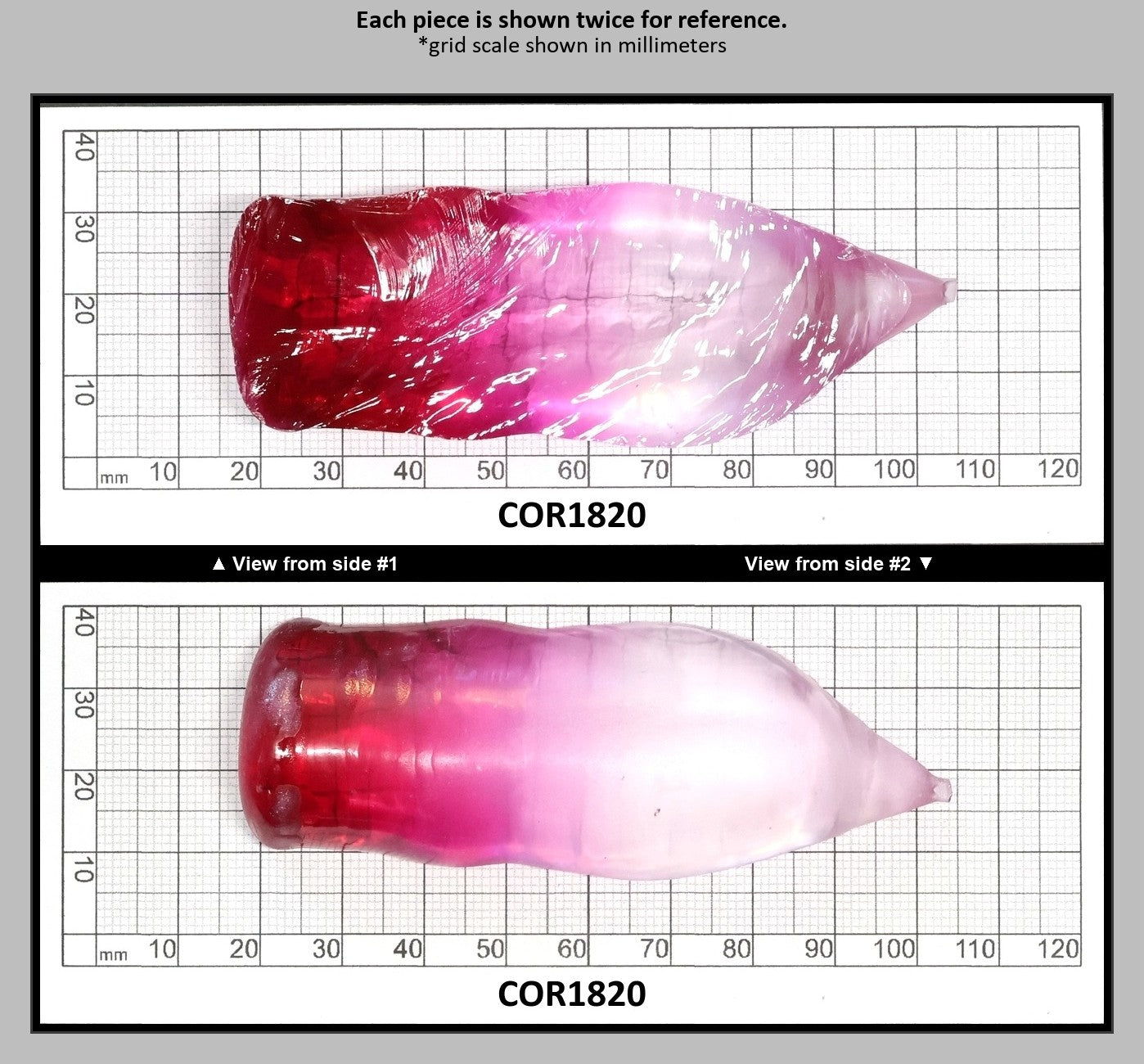 White/Pink Bi-Color Lab Created Corundum Sapphire Faceting Rough for Gem Cutting - Various Sizes  : COR1820