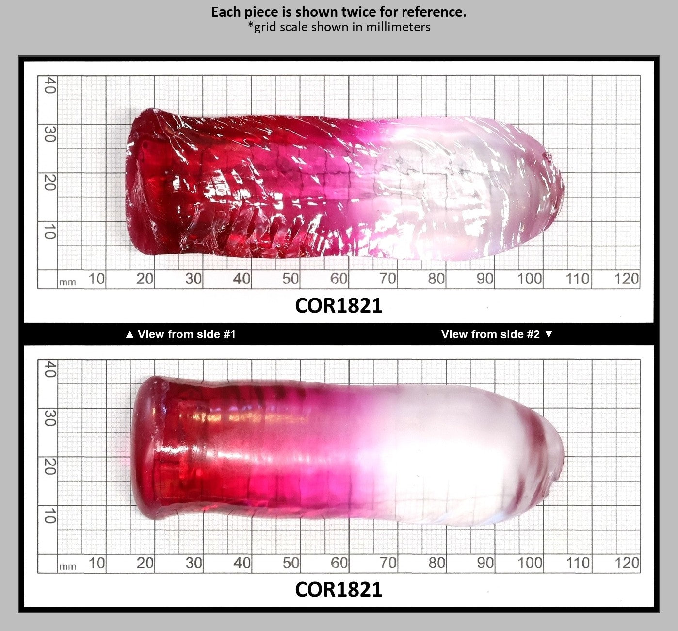 White/Pink Bi-Color Lab Created Corundum Sapphire Faceting Rough for Gem Cutting - Various Sizes  : COR1821