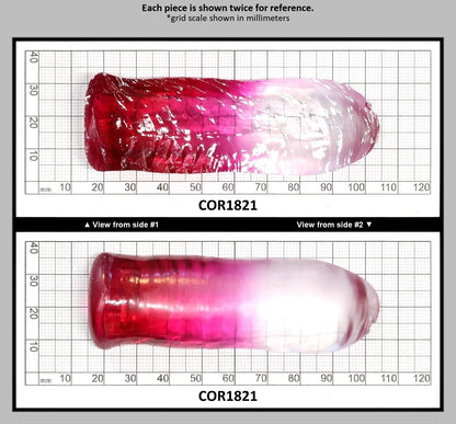 White/Pink Bi-Color Lab Created Corundum Sapphire Faceting Rough for Gem Cutting - Various Sizes  : COR1821