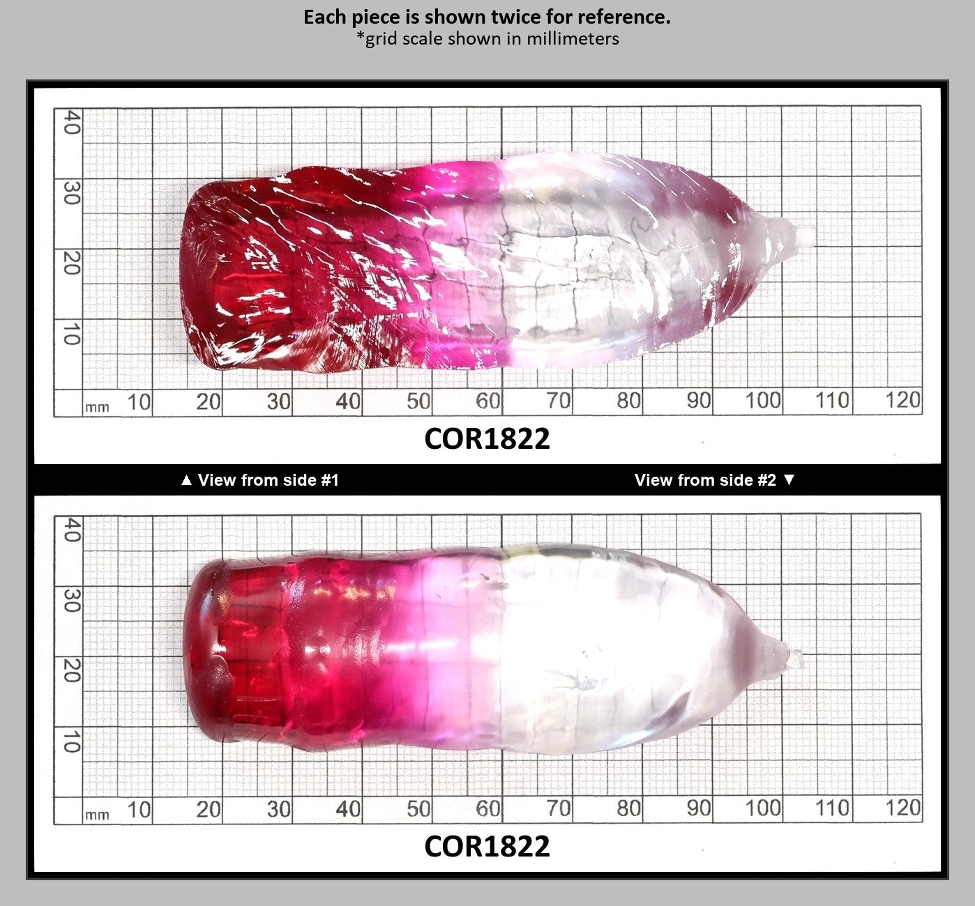 White/Pink Bi-Color Lab Created Corundum Sapphire Faceting Rough for Gem Cutting - Various Sizes  : COR1822