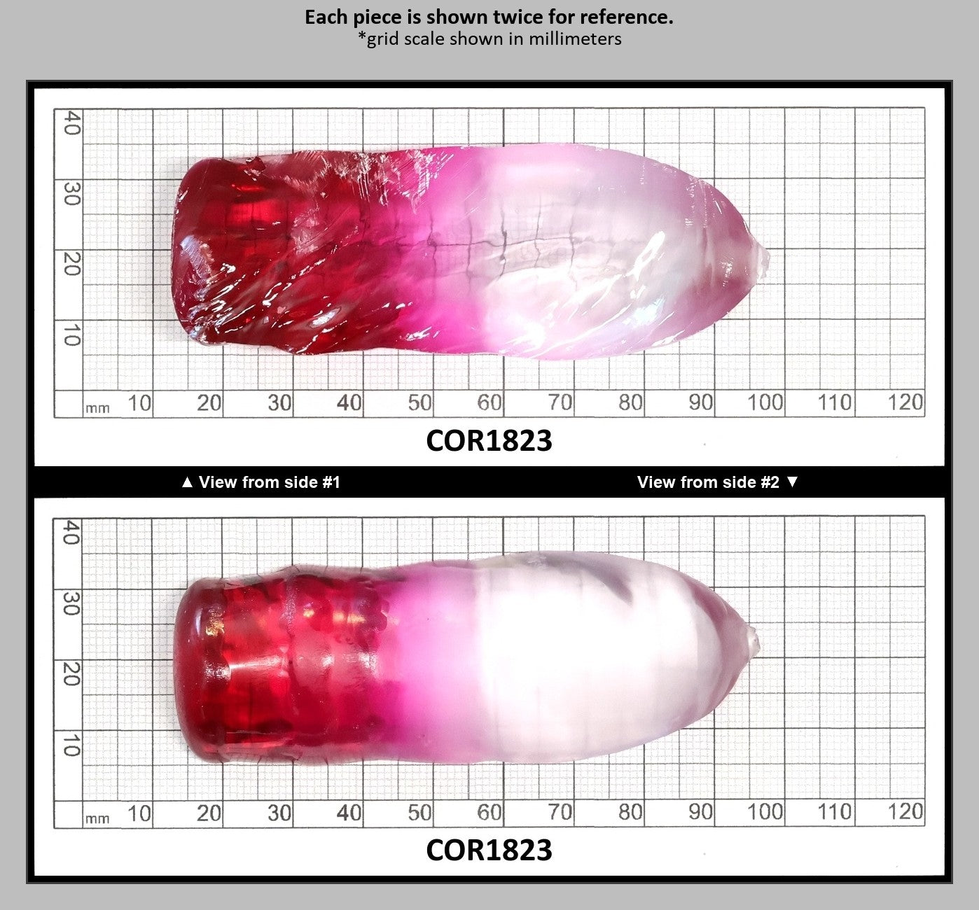 White/Pink Bi-Color Lab Created Corundum Sapphire Faceting Rough for Gem Cutting - Various Sizes  : COR1823