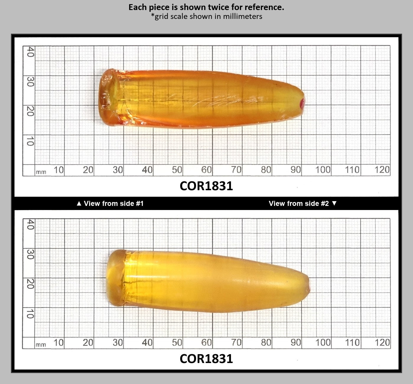 Yellow #21 Lab Created Corundum Sapphire Faceting Rough for Gem Cutting - Various Sizes - Split Boule : COR1831
